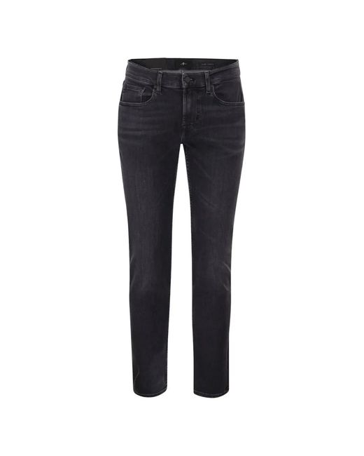 7 For All Mankind Blue Belt-Loop Buttoned Jeans for men