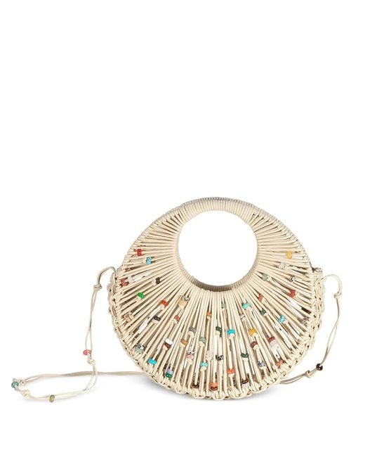 HIBOURAMA Metallic Jaya Desert Stone Woven-Design Tote Bag