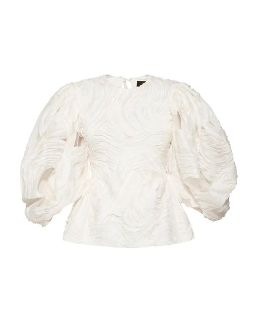 Anouki White Ensemble Short-Haut À Manches Bouffantes