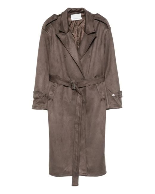 Frankie Shop Brown Pembroke Belted Double-Breasted Trench Coat
