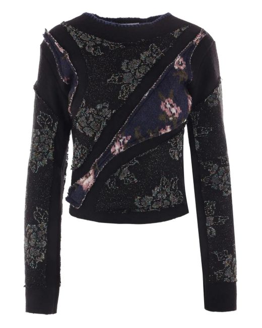 Rave Review Black Floral-Patchwork Pullover