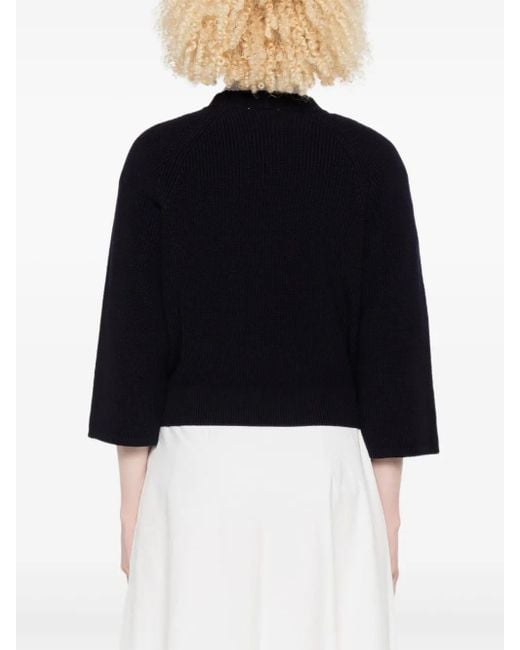 Forte Forte Black Raglan-Sleeve Cropped Sweater