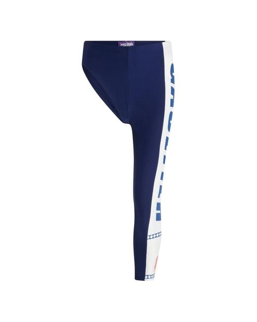 Jean Paul Gaultier Blue Asymmetric Printed Cyclist Trousers