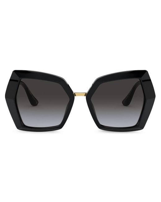 Dolce & Gabbana Black Oversized-Sonnenbrille mit DG