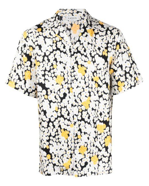 Lanvin White Printed Silk Shirt for men