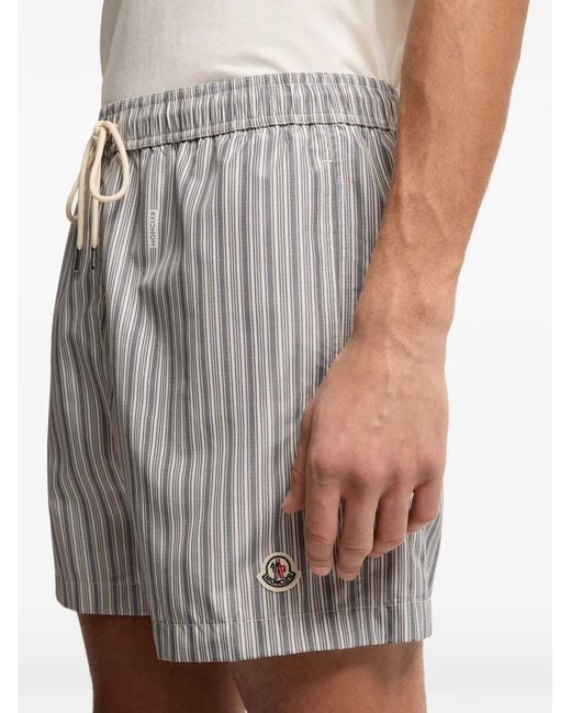 Moncler Gray Striped Drawstring Shorts for men