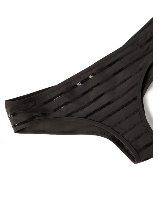Brunello Cucinelli Gray Stripes Monili Bikini Bottoms