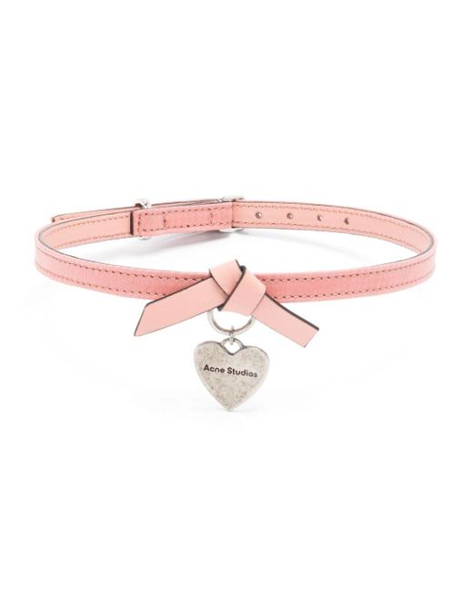 Acne Pink Musubi Heart-charm Necklace