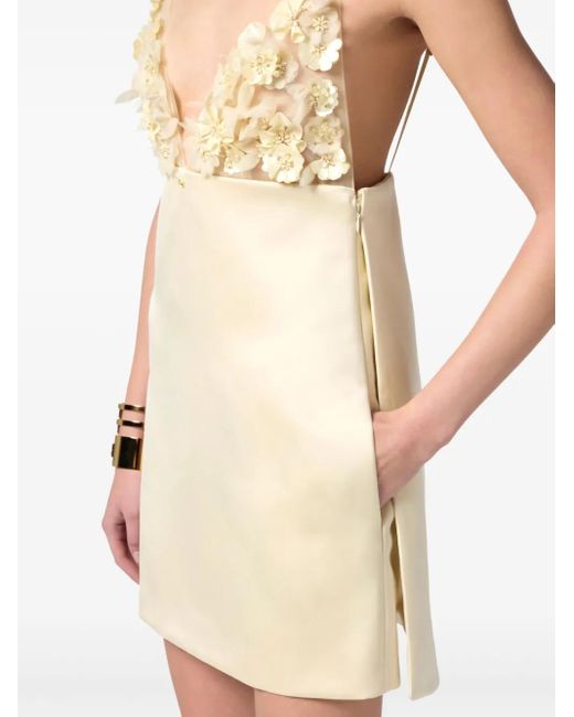 Elisabetta Franchi Natural Floral-Appliqué Dress