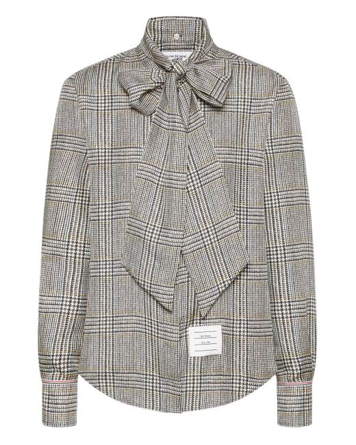 Thom Browne Gray Houndstooth-Check Bow-Tie Shirt