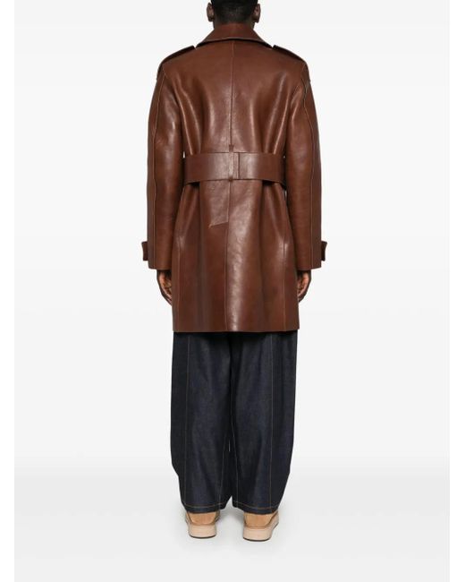 J.W. Anderson Brown Leather Trench Coat for men