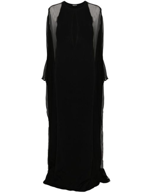 Vestido largo con paneles semitranslúcidos Tom Ford de color Black