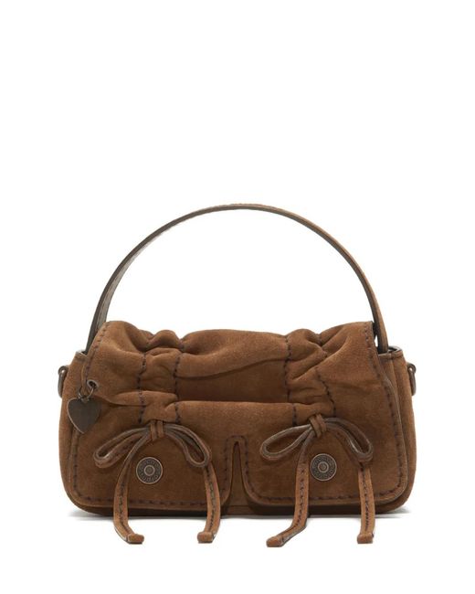 Acne Brown Micro Wildledertasche Mit Mehreren Fächern