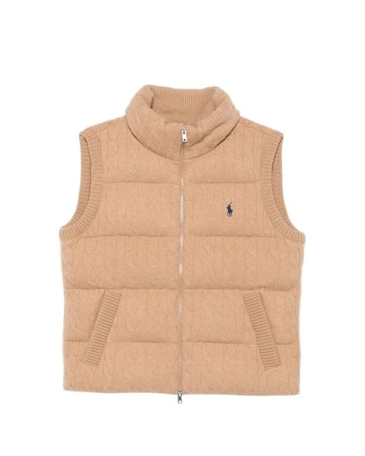 Polo Ralph Lauren Natural Cable-Knit Padded Gilet