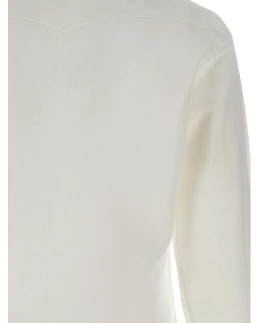 Barba Napoli White Flap-Pocket Button-Fastening Shirt for men