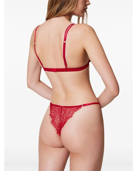 Twinset Red Lace Triangle Bra And Briefs Set