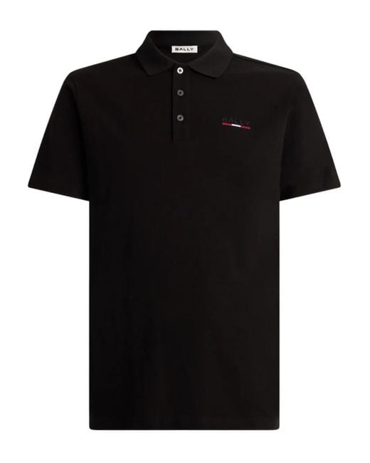 Bally Black Logo-Embroidered Ribbon-Detail Polo Shirt for men