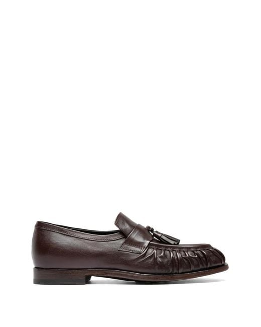 Officine Creative White Solitude Tassel Leather Loafers