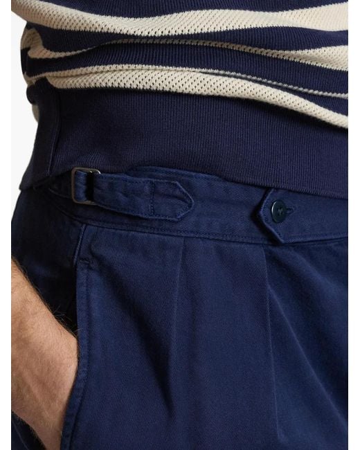 Polo Ralph Lauren Blue Button Pleated Twill Trousers for men