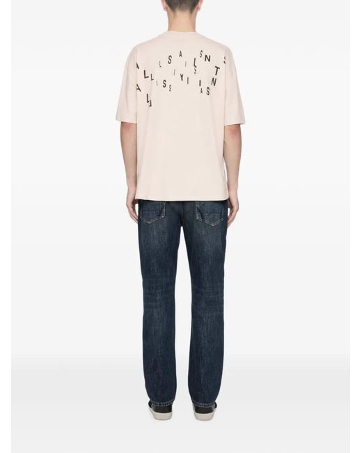 AllSaints White Shadow Logo-Print Fadeout-Wash T-Shirt for men