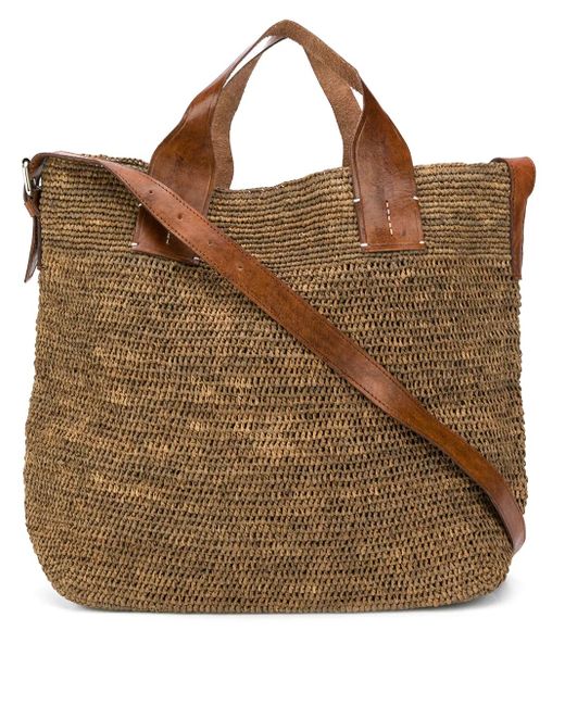 IBELIV Brown Woven Top-Handle Tote