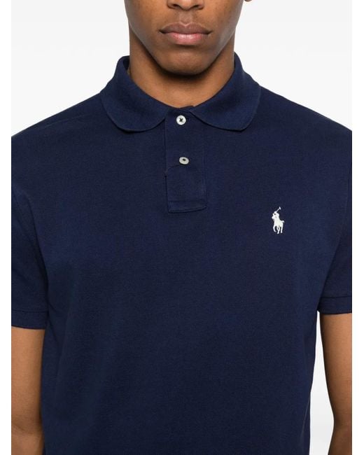 Polo Ralph Lauren Blue Slim Fit Mesh Polo Shirt for men