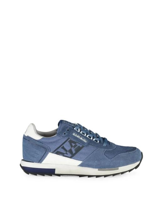 Napapijri Blue Race Suede-Panelled Sneakers for men