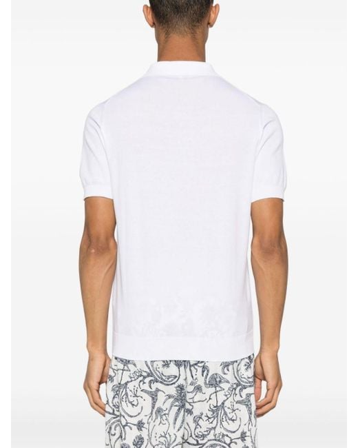 Fedeli White Fuji Cotton Polo Shirt for men