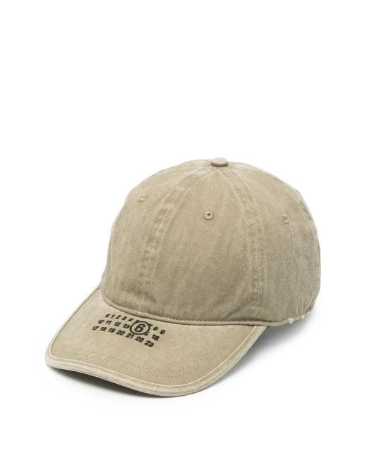 MM6 by Maison Margiela Natural Logo-Embroidered Distressed Baseball Cap