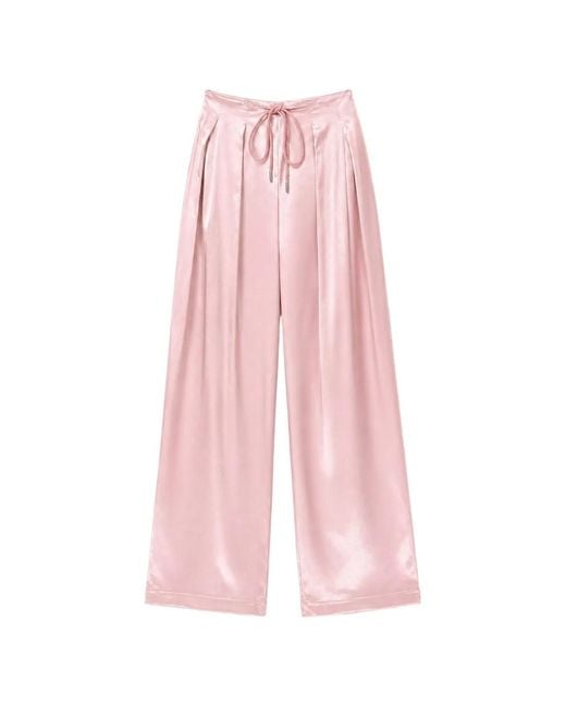 Danamé Pink Satin-Finish Drawstring Palazzo Pants