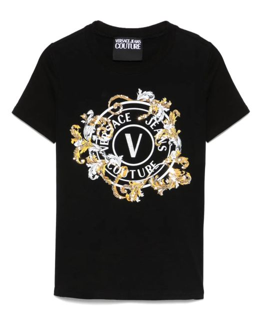 Versace Jeans Couture Black Logo-Print T-Shirt