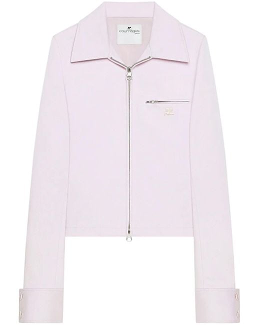 Courreges Pink Cropped Jacket With Two-Way Zip