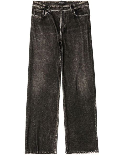 Balenciaga Gray Mid-rise Wide-leg Cotton Jeans