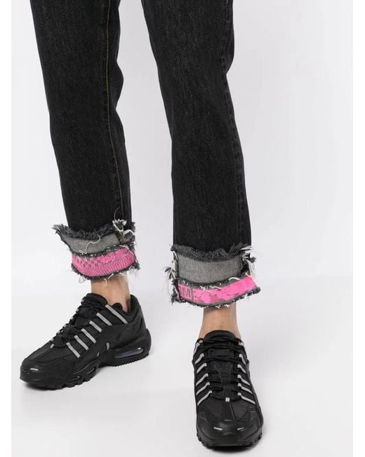Jeans Crop Con Design Patchwork di Facetasm in Black da Uomo