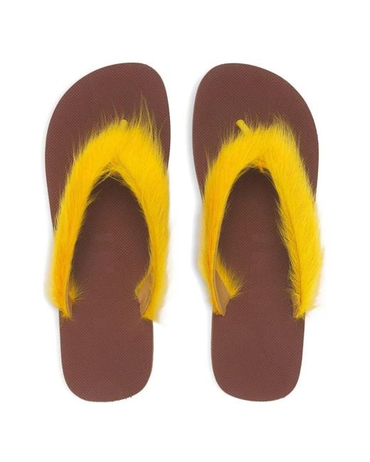 Marni Yellow Ponyhair Flip-Flop for men