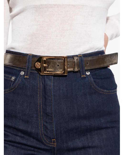 Versace Metallic Medusa Head-Motif Leather Belt for men