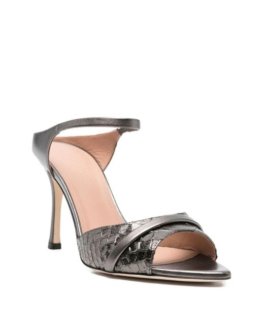Malone Souliers Metallic 95Mm Yuna Ankle-Strap Woven Sandals