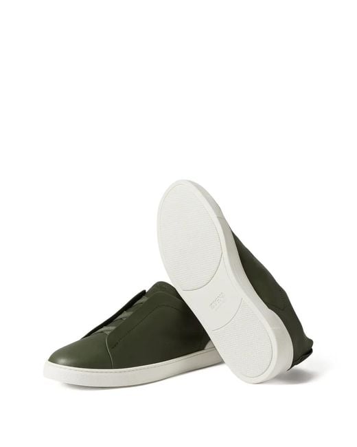 Zegna Green Triple-Stitch Sneakers for men