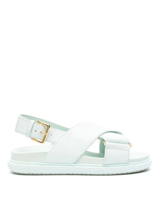 Marni White Fussbett Slingback Sandals