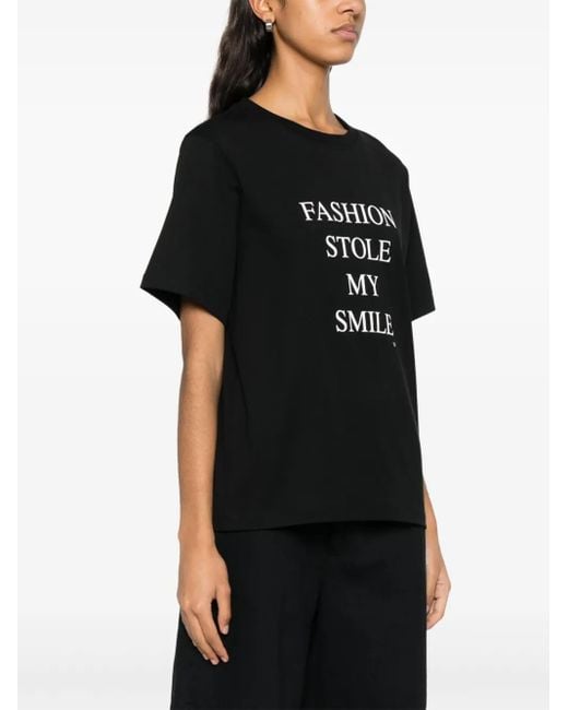Victoria Beckham Black Slogan-Print T-Shirt