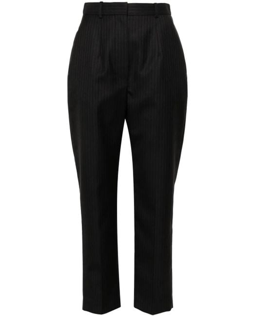 McQueen Black Pinstripe-Pattern Trousers