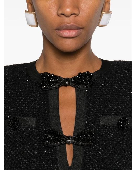 Robe Mi-Longue À Détail De Nœud Self-Portrait en coloris Black