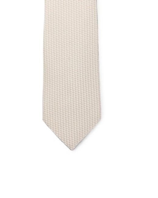 Canali White Micro-Patterned Silk Tie for men