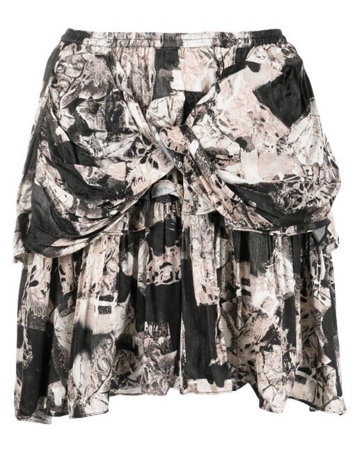 IRO Nila Abstractprint Skirt in Black Lyst