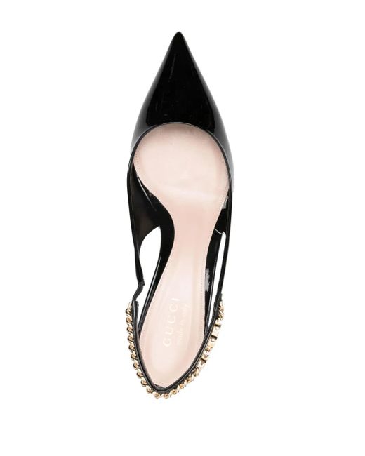 Gucci Black Signoria Patent Slingback Pump