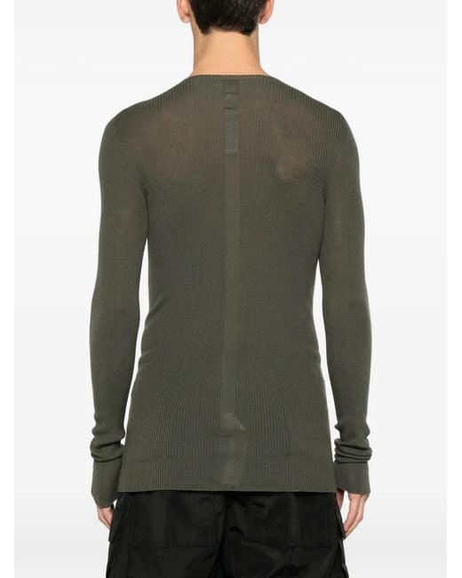 Rick Owens Green Ribbed-Knit T-Shirt for men