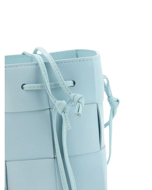 Bottega Veneta Blue Mini Cassette Leather Bucket Bag