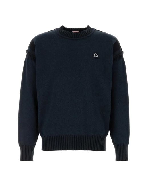 KENZO Blue Logo-Embroidered Jumper for men