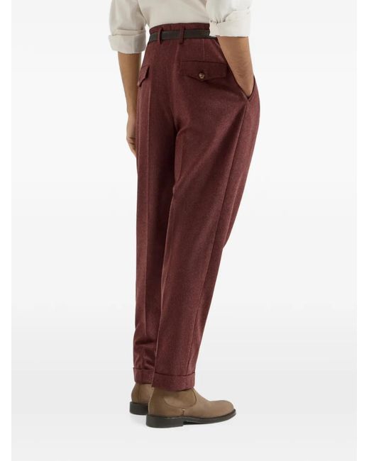 Brunello Cucinelli Purple Virgin Wool And Cashmere Flannel Trousers With Double Pleats for men