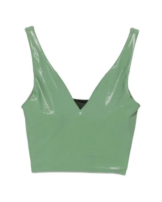 MACRON Green V-Neck Cropped Performance Top